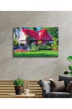 Mor Çiçekli Ev Cam Tablo 4mm Dayanıklı Temperli Cam, Purple Flowers House Glass Wall Decor