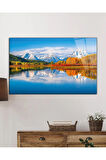 Dağ Yansıma Manzara Cam Tablo 4mm Dayanıklı Temperli Cam Mountain Reflection Landscape Glass Table