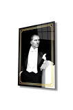 Atatürk Portre Cam Tablo Modern Ev Ofis Salon Hediyelik Büyük Tablo Duvar Dekoru