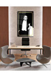 Atatürk Portre Cam Tablo Modern Ev Ofis Salon Hediyelik Büyük Tablo Duvar Dekoru