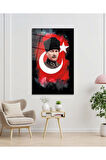 Atatürk Portre Cam Tablo Modern Ev Ofis Salon Hediyelik Büyük Tablo Duvar Dekoru