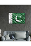 Pakistan Bayrağı Cam Tablo 4mm Dayanıklı Temperli Cam, Pakistan Flag Glass Wall Art