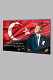 Atatürk Portre ve Türk Bayrağı Vatanını En Çok Seven Görevini En İyi Yapandır Cam Tablo, Hediyelik