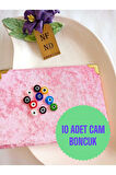 10 ADET CAM BONCUK BİLEKLİK KOLYE TAKI HEDİYE