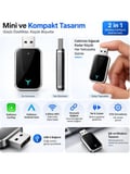 Luve Store 2in1 Kablosuz CarPlay Android Auto Adaptör Wireless Dönüştürücü USB Type-C OTG Mini Araç Bağlantı Aparatı