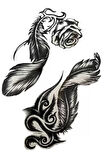 Caş Dekorasyon Tüy Ve Gül Figürlü Geçici Dövme Tattoo