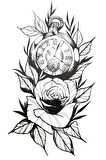 Caş Dekorasyon Gül Ve Saat Figürlü Geçici Mini Dövme Tattoo
