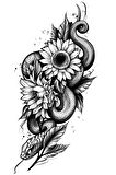 Caş Dekorasyon Yılan Ve Çiçek Figürlü Geçici Dövme Tattoo