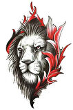 Caş Dekorasyon Aslan Figürlü Geçici Dövme Tattoo