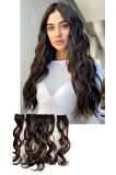 Isıya Dayanıklı Yarım Ay Saç Çıt Çıt Dalgalı Koyu Kestane 60cm 110gr (4#)