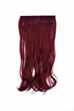 Isıya Dayanıklı Yarımay Çıt Çıt Saç - 39# - Şarap Kızıl - Dalgalı - 60 Cm - 110 Gr