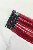 Yan Çıt Çıt Postiş / Bordo Renk Düz / 50cm-(2 Adet)