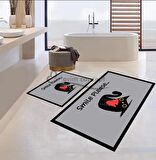 Sevimli Kedi Banyo Paspası, Kaymaz Taban Banyo Paspası, Yazılı Klozet Takımı, Klozet Takımı, Yıkanabilir Klozet Takımı, Dekoratif Banyo Paspası, Gri Klozet Takımı, Smile Please