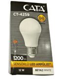 Cata CT-4259 12W 6400K (Beyaz Işık) Sensörlü E27 Duylu Led Ampul 