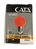 Cata CT-4071 1W Kırmızı Işık E27 Duylu Top Gece Led Ampul (8 Adet)