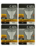 (4 Adet) Cata 8W (50W) 6500K (Beyaz Işık) GU10 Duylu Led Spot Ampul