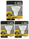 (3 Adet) Cata 9W (50W) Beyaz Işık (6500K) Dim Edilebilir GU10 Duylu Led Spot Ampul