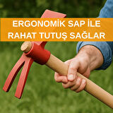 Beylini Bahçe Çapa Kazma Toprak Havalandırma Yabani Ot Temizleme Profesyonel Ergonomik Ahşap Kırmızı 40 cm