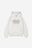 Unisex Baskılı Oversize Kapüşonlu Beyaz Sweatshirt