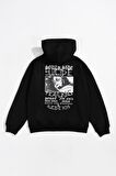 Unisex Suicideboys Baskılı Oversize Kapüşonlu Siyah Sweatshirt