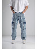 Premium Kalite Mavi Baggy Pantolon