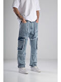 Premium Kalite Mavi Baggy Pantolon