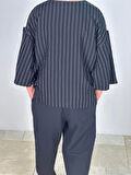 Fakir Kol Viscon Siyah Beyaz Oversize T-Shirt