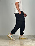 Premium Kalite Büyük Cepli Siyah Jogger Pantolon