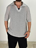 Örme Triko Polo Gri T-Shirt