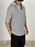 Örme Triko Polo Gri T-Shirt