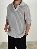 Örme Triko Polo Gri T-Shirt
