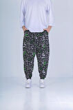 Sosyal Desenli Pileli Jogger