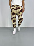 Erkek Gabardin Kahverengi Kamuflaj Jogger