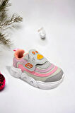 Memory Foam Tabanlı Cırt Cırtlı Unisex Çocuk Spor Sneakers (ÇOCUKSPOR06-GriPembe )