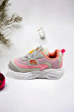 Memory Foam Tabanlı Cırt Cırtlı Unisex Çocuk Spor Sneakers (ÇOCUKSPOR06-GriPembe )