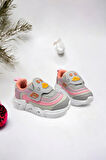 Memory Foam Tabanlı Cırt Cırtlı Unisex Çocuk Spor Sneakers (ÇOCUKSPOR06-GriPembe )