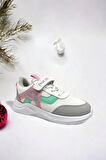 Memory Foam Tabanlı Desenli Cırt Cırtlı Çocuk Sneakers (ÇOCUKSPOR08-BEyazPembe )