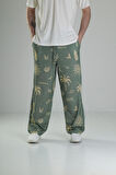 Ağaç Desenli Yeşil Baggy Pantolon