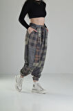 Yeşil Ekose Jogger Pantolon