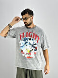 Erkek Yıkamalı Kumaş Baskılı T-Shirt