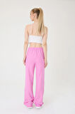Kadın Pembe Keten Karışımlı Bol Kesim Pantolon