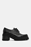 Vintage Kadın Siyah Gerçek Deri Loafer