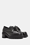 Vintage Kadın Siyah Gerçek Deri Loafer