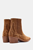 Maya Kadın Kahverengi Gerçek Süet Deri Fermuart Detaylı Western Bot