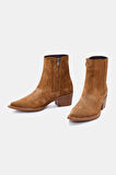 Maya Kadın Kahverengi Gerçek Süet Deri Fermuart Detaylı Western Bot