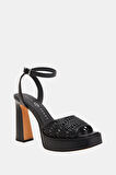 Katy Perry The Steady Ankle Strap Kadın Siyah Hasır Topuklu Sandalet