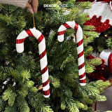 Yılbaşı Süsü Baston Kırmızı Beyaz 2 li 21 cm