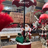 Yılbaşı Süsü Davullu Balon Noel Baba Kırmızı Beyaz 80 cm