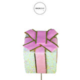 Yılbaşı Süsü Çubuklu Hediye Kutusu Yeşil Pembe 40 cm
