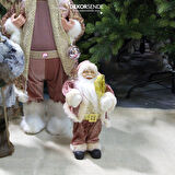 Altın Kemerli Hediye Paketli Noel Baba Pembe 30 cm